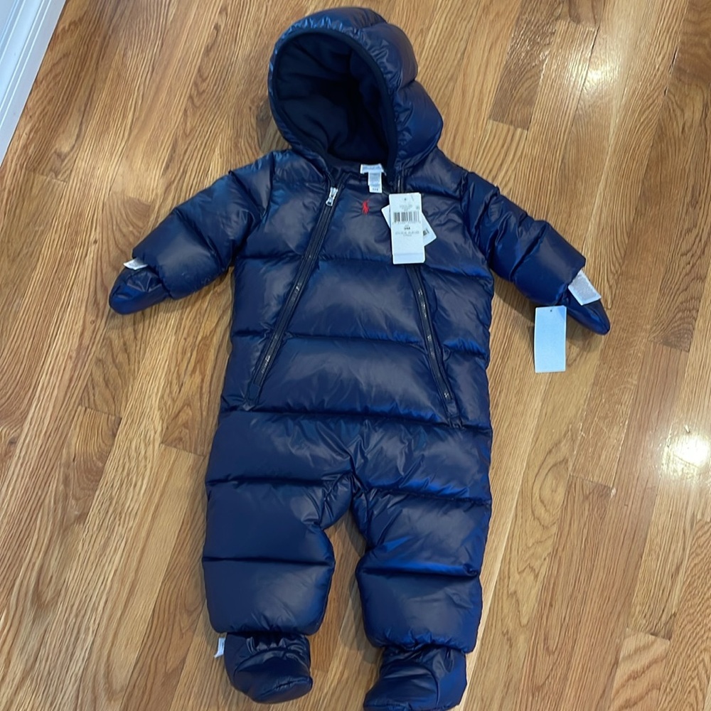 NWT Ralph Lauren Navy Blue Down Feather Puffer Snow Suit